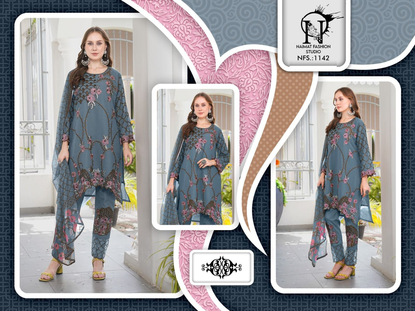 Nfs 1142 Naimat Fashion Studio Pure Fox Pakistani Readymade Suits Wholesale