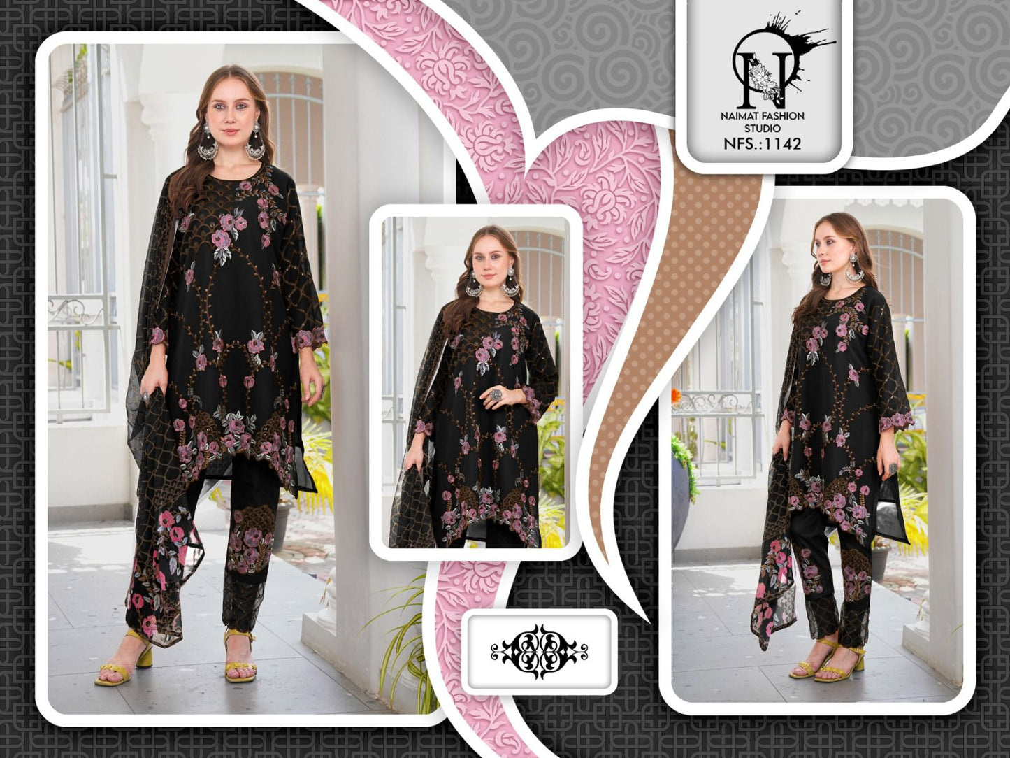 Nfs 1142 Naimat Fashion Studio Pure Fox Pakistani Readymade Suits Wholesale