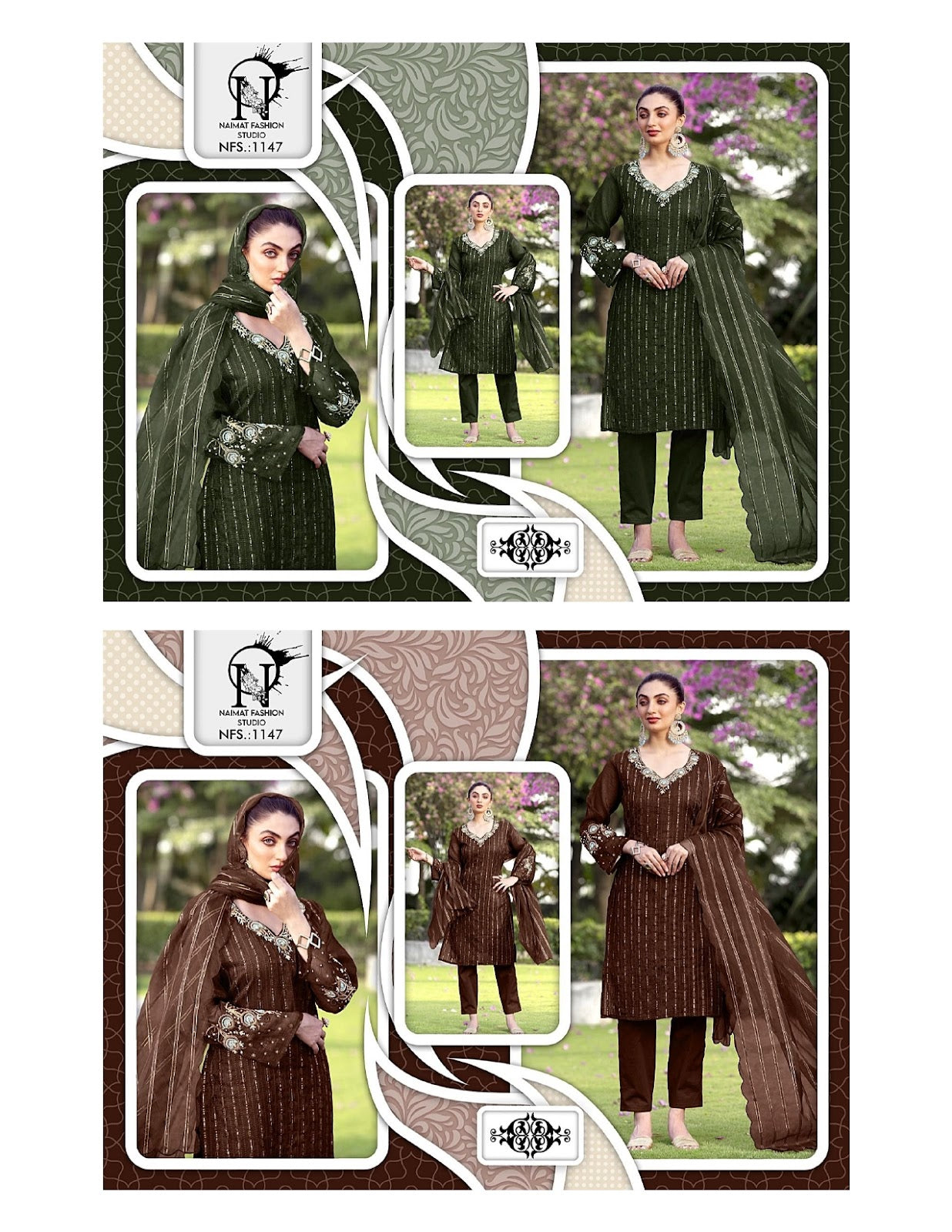 Nfs 1147 Naimat Fashion Studio Crunchy Pakistani Readymade Suits Wholesaler India