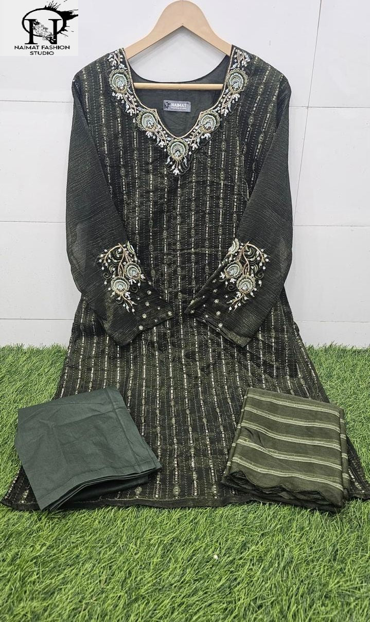 Nfs 1147 Naimat Fashion Studio Crunchy Pakistani Readymade Suits Wholesaler India