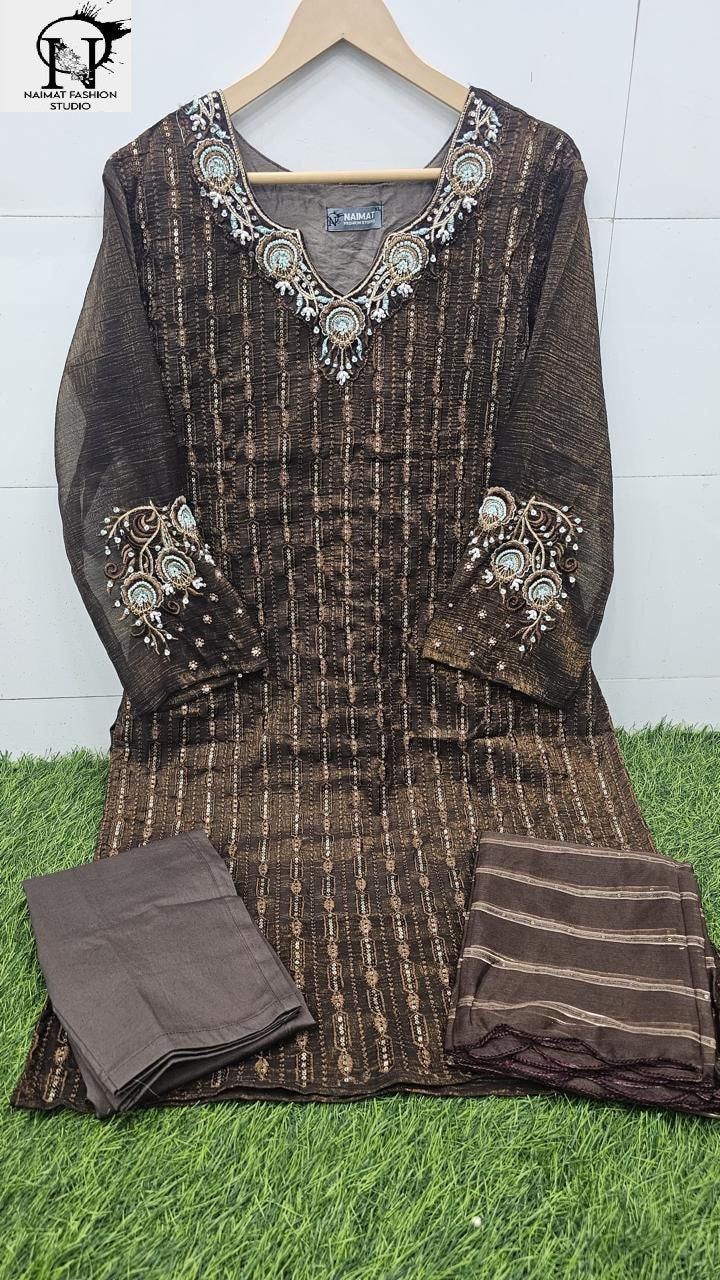 Nfs 1147 Naimat Fashion Studio Crunchy Pakistani Readymade Suits Wholesaler India