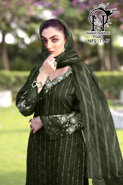 Nfs 1147 Naimat Fashion Studio Crunchy Pakistani Readymade Suits Wholesaler India