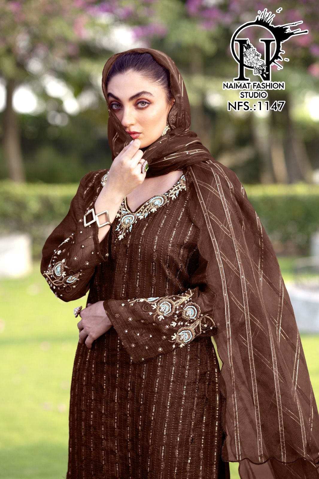 Nfs 1147 Naimat Fashion Studio Crunchy Pakistani Readymade Suits Wholesaler India