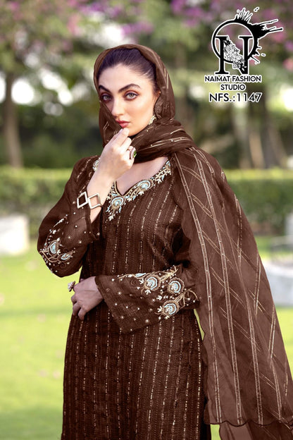 Nfs 1147 Naimat Fashion Studio Crunchy Pakistani Readymade Suits Wholesaler India