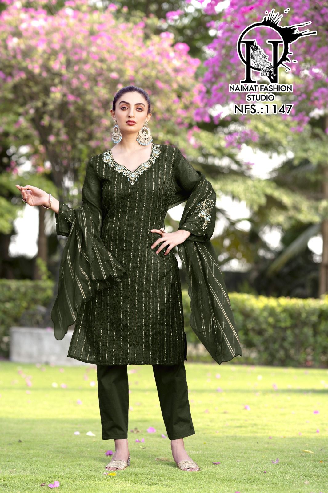 Nfs 1147 Naimat Fashion Studio Crunchy Pakistani Readymade Suits Wholesaler India