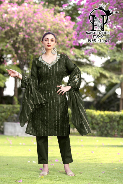 Nfs 1147 Naimat Fashion Studio Crunchy Pakistani Readymade Suits Wholesaler India