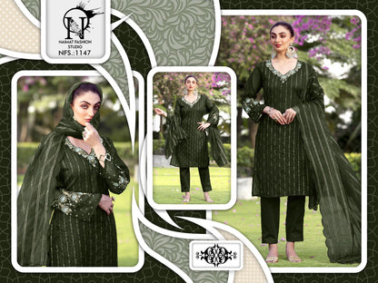 Nfs 1147 Naimat Fashion Studio Crunchy Pakistani Readymade Suits Wholesaler India