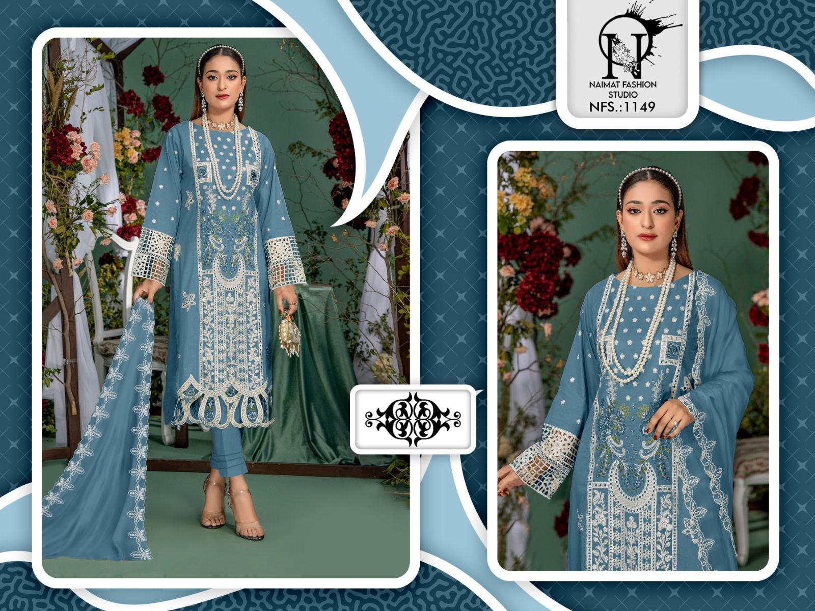 Nfs 1149 Naimat Fashion Studio Pure Fox Pakistani Readymade Suits Wholesaler Ahmedabad