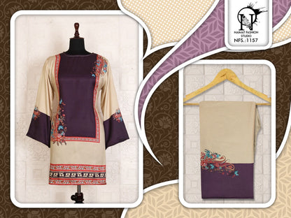 Nfs 1157 Karachi Naimat Fashion Studio Satin Kurti Pant Set Wholesaler India