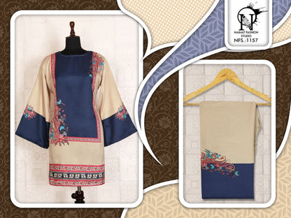 Nfs 1157 Karachi Naimat Fashion Studio Satin Kurti Pant Set Wholesaler India