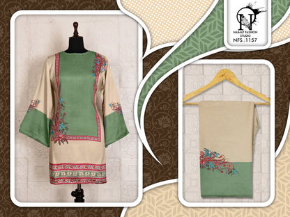 Nfs 1157 Karachi Naimat Fashion Studio Satin Kurti Pant Set Wholesaler India