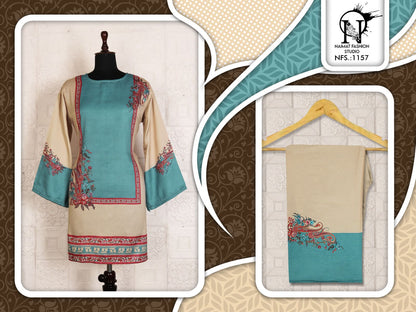 Nfs 1157 Karachi Naimat Fashion Studio Satin Kurti Pant Set Wholesaler India