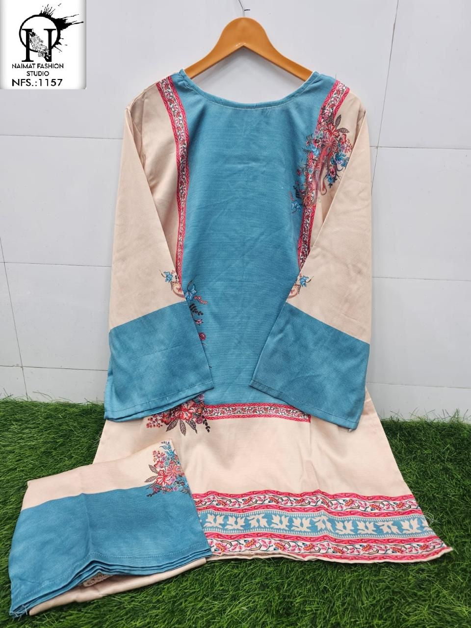 Nfs 1157 Karachi Naimat Fashion Studio Satin Kurti Pant Set Wholesaler India