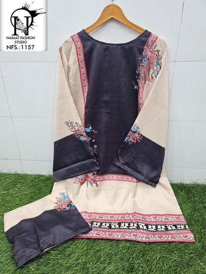 Nfs 1157 Karachi Naimat Fashion Studio Satin Kurti Pant Set Wholesaler India