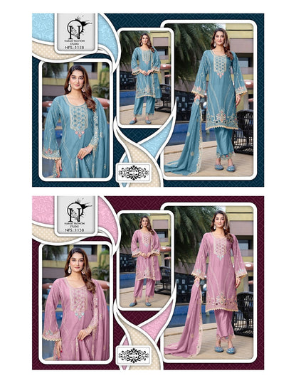Nfs 1158 Naimat Fashion Studio Linen Cotton Pakistani Readymade Suits Supplier India