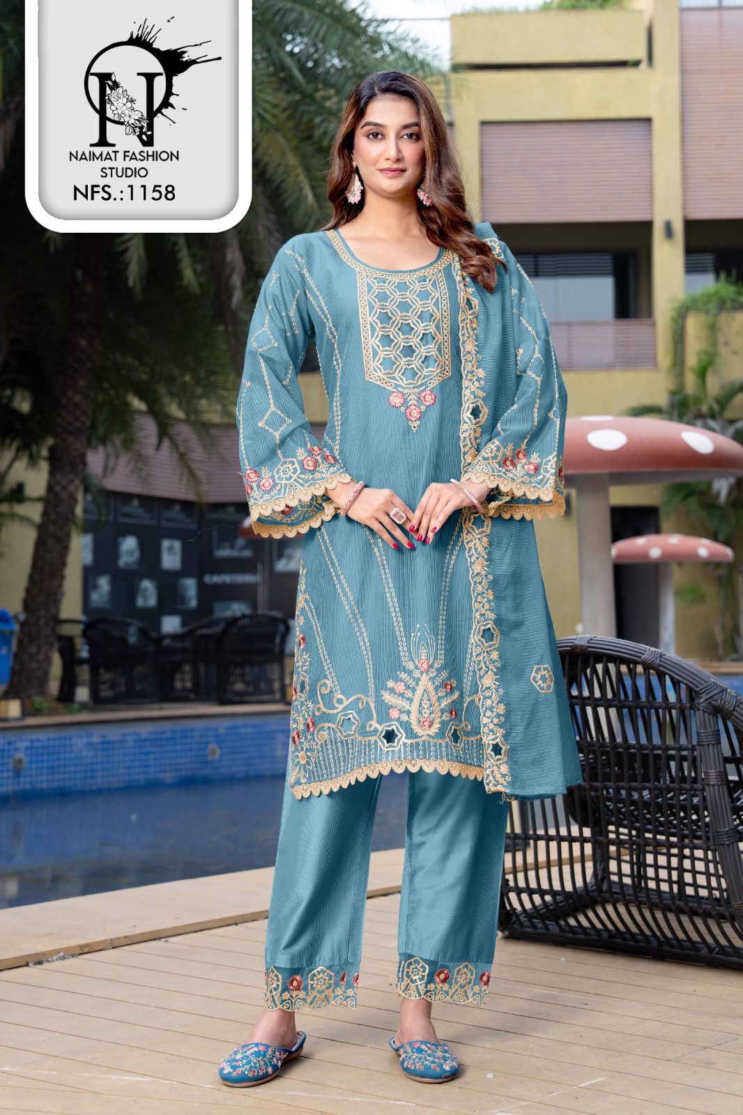 Nfs 1158 Naimat Fashion Studio Linen Cotton Pakistani Readymade Suits Supplier India