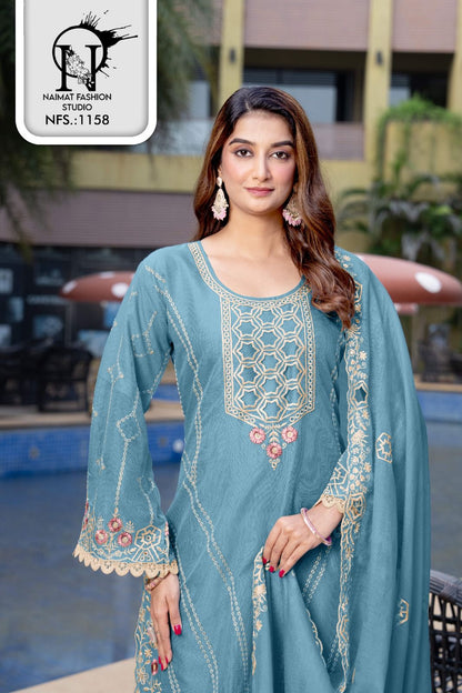 Nfs 1158 Naimat Fashion Studio Linen Cotton Pakistani Readymade Suits Supplier India