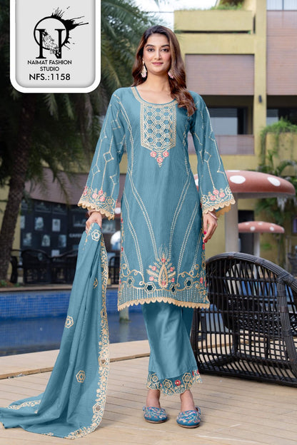 Nfs 1158 Naimat Fashion Studio Linen Cotton Pakistani Readymade Suits Supplier India