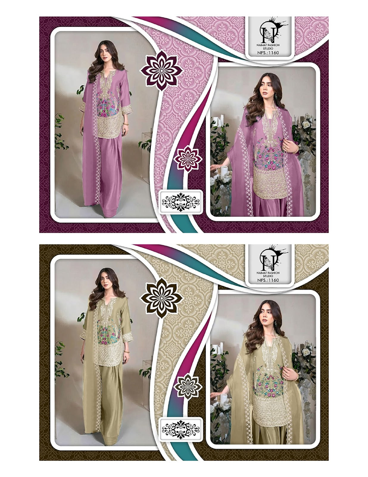 Nfs 1160 Naimat Fashion Studio Satin Pakistani Readymade Suits Manufacturer Ahmedabad