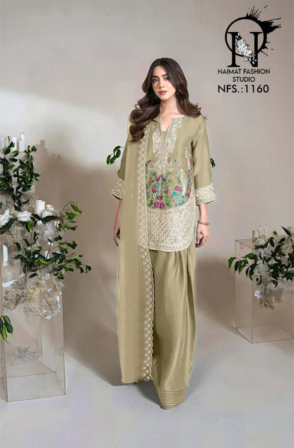 Nfs 1160 Naimat Fashion Studio Satin Pakistani Readymade Suits Manufacturer Ahmedabad