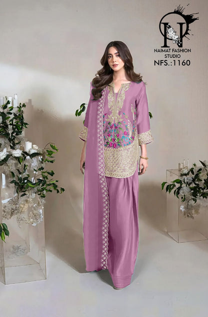Nfs 1160 Naimat Fashion Studio Satin Pakistani Readymade Suits Manufacturer Ahmedabad