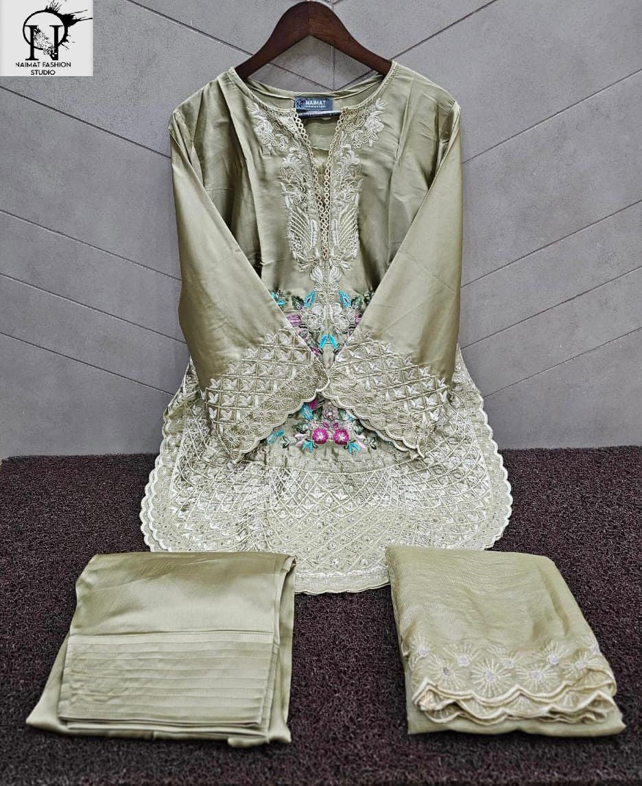 Nfs 1160 New Colours Naimat Fashion Studio Satin Pakistani Readymade Suits Wholesaler