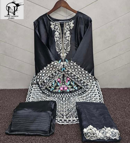 Nfs 1160 New Colours Naimat Fashion Studio Satin Pakistani Readymade Suits Wholesaler