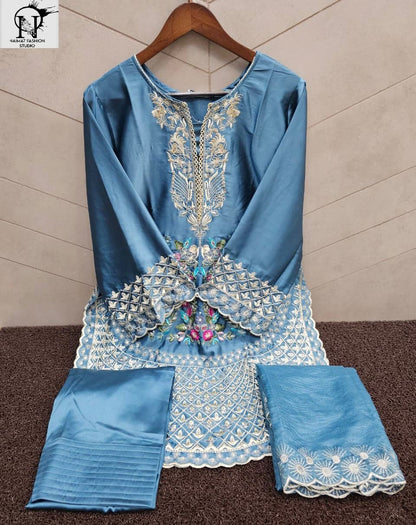 Nfs 1160 New Colours Naimat Fashion Studio Satin Pakistani Readymade Suits Wholesaler