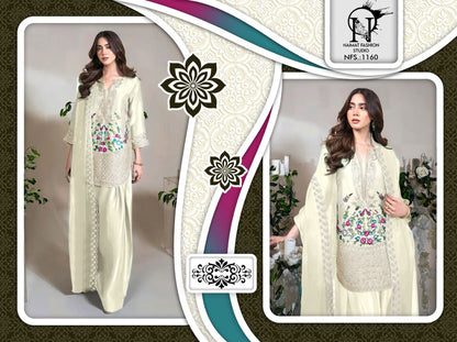 Nfs 1160 New Colours Naimat Fashion Studio Satin Pakistani Readymade Suits Wholesaler