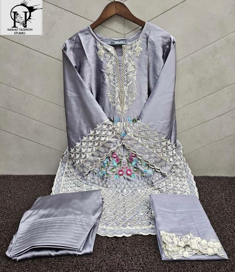 Nfs 1160 New Colours Naimat Fashion Studio Satin Pakistani Readymade Suits Wholesaler