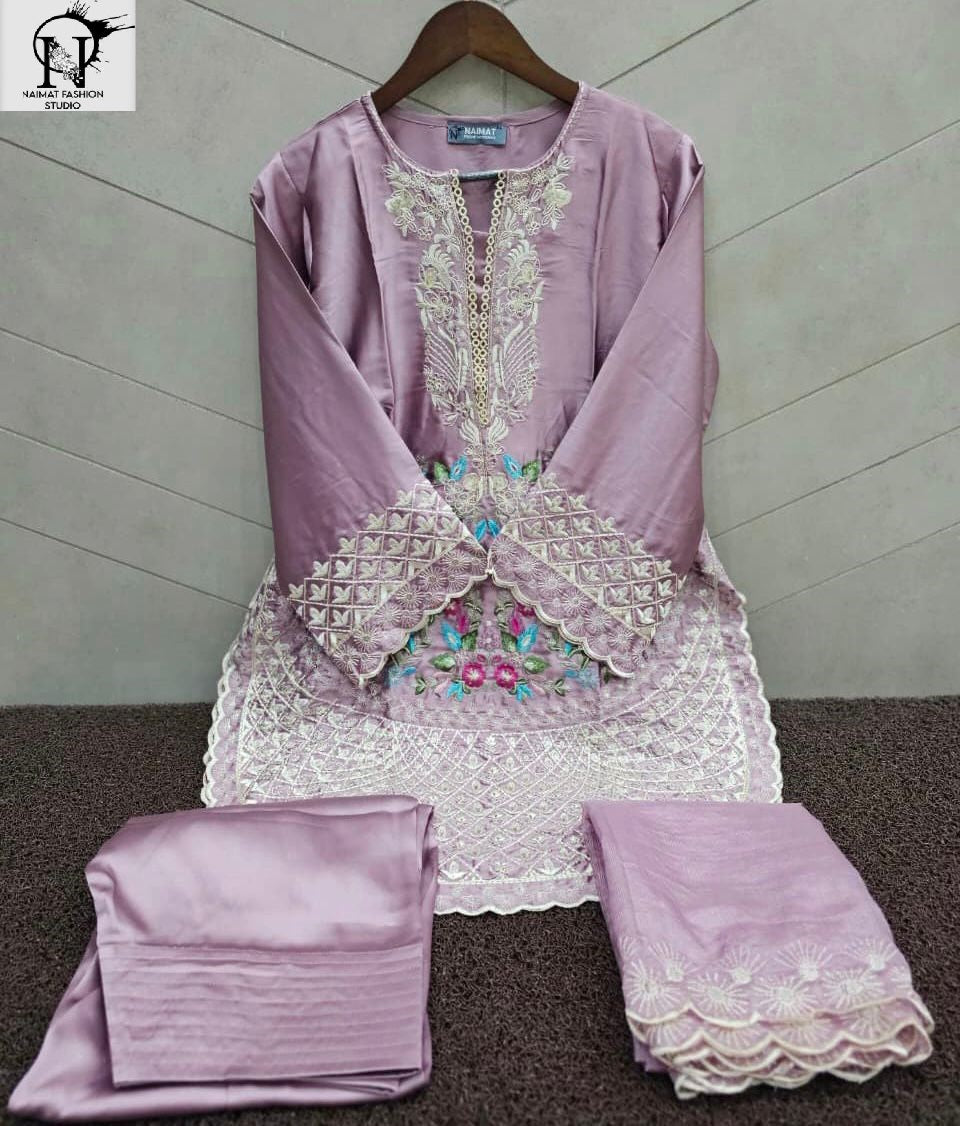Nfs 1160 New Colours Naimat Fashion Studio Satin Pakistani Readymade Suits Wholesaler