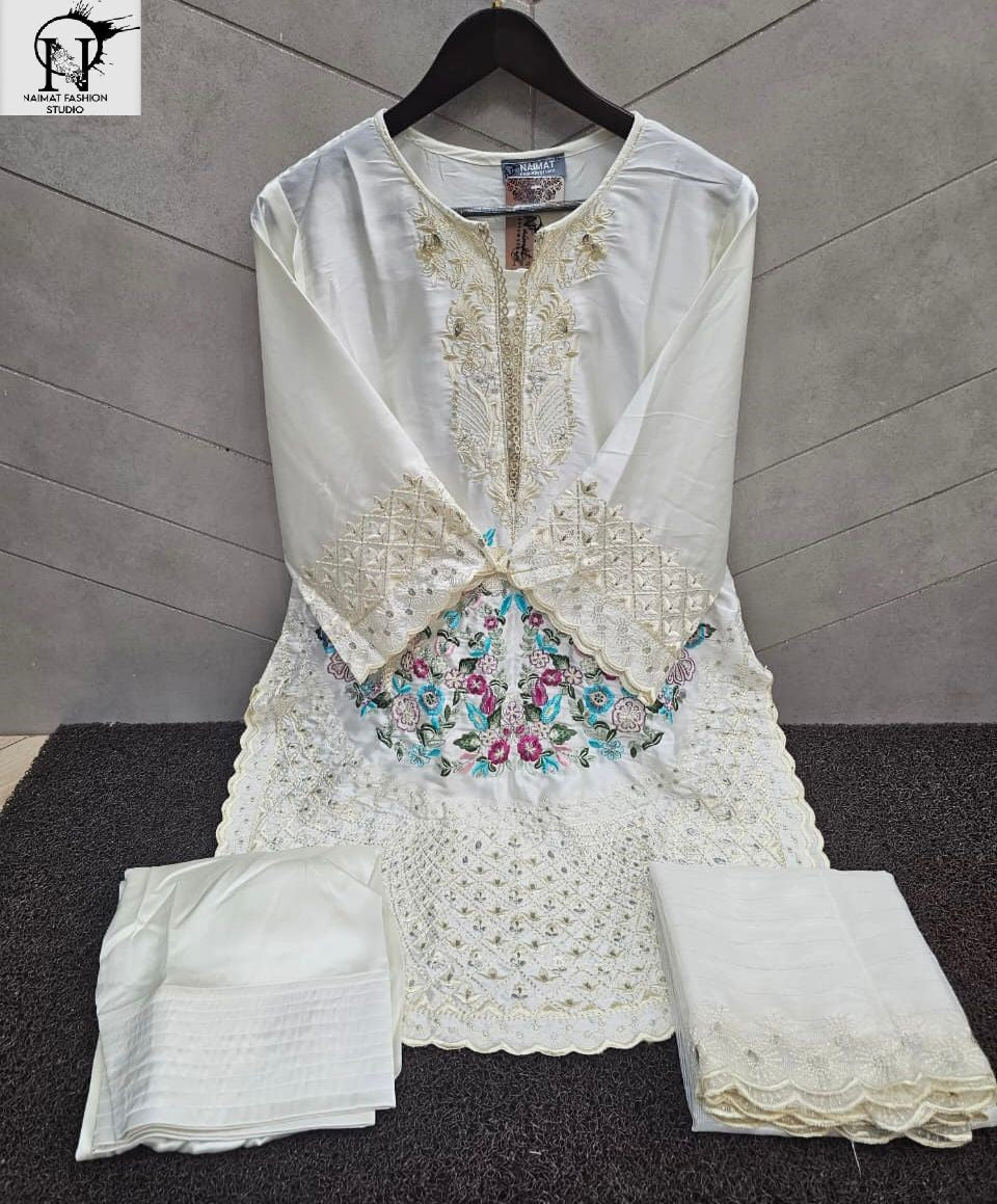 Nfs 1160 New Colours Naimat Fashion Studio Satin Pakistani Readymade Suits Wholesaler