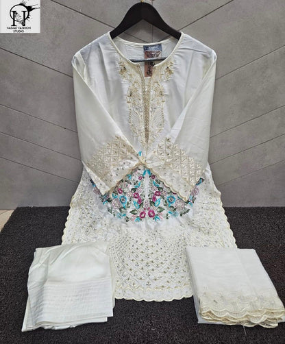 Nfs 1160 New Colours Naimat Fashion Studio Satin Pakistani Readymade Suits Wholesaler