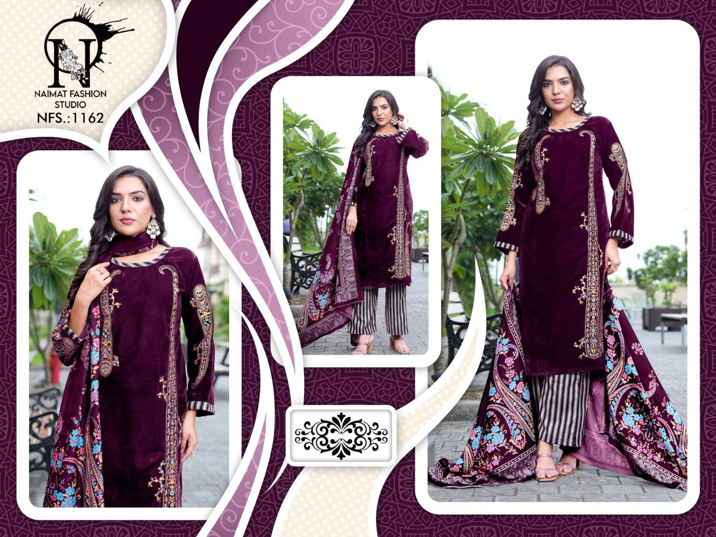 Nfs 1162 Naimat Fashion Studio Readymade Velvet Suits Manufacturer India
