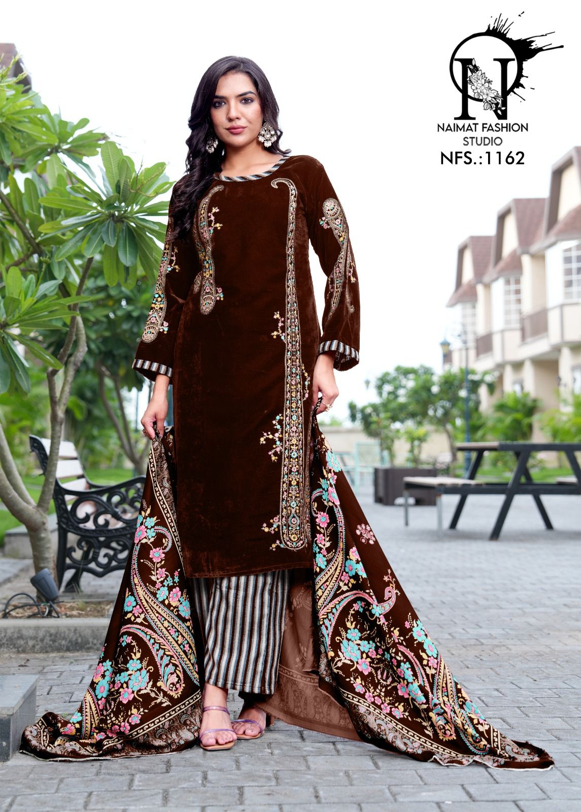 Nfs 1162 Naimat Fashion Studio Readymade Velvet Suits Manufacturer India