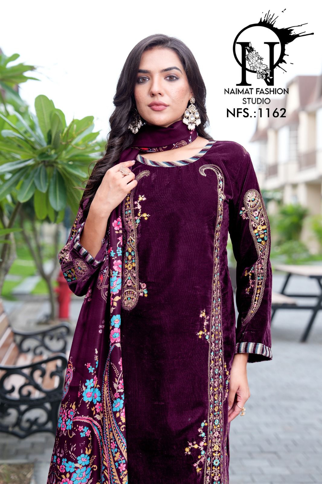 Nfs 1162 Naimat Fashion Studio Readymade Velvet Suits Manufacturer India