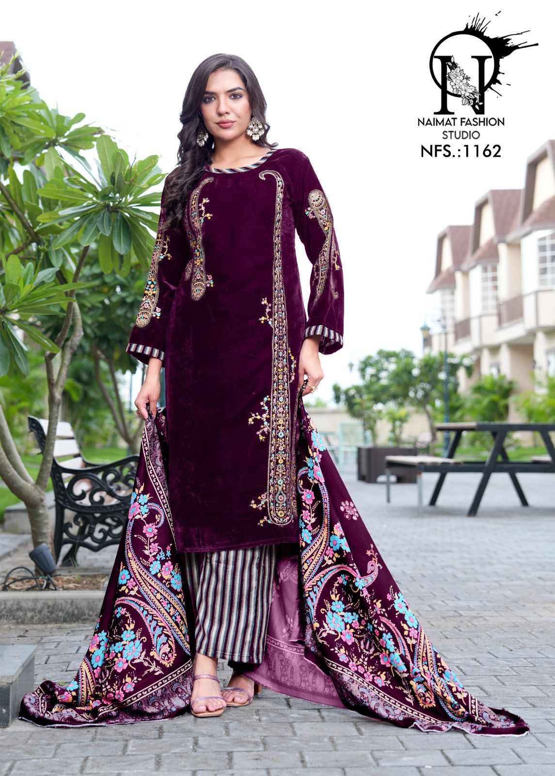 Nfs 1162 Naimat Fashion Studio Readymade Velvet Suits Manufacturer India