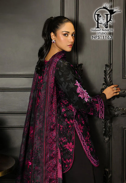 Nfs 1163 Naimat Fashion Studio Satin Pakistani Readymade Suits Wholesale Rate