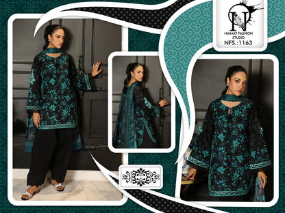 Nfs 1163 Naimat Fashion Studio Satin Pakistani Readymade Suits Wholesale Rate
