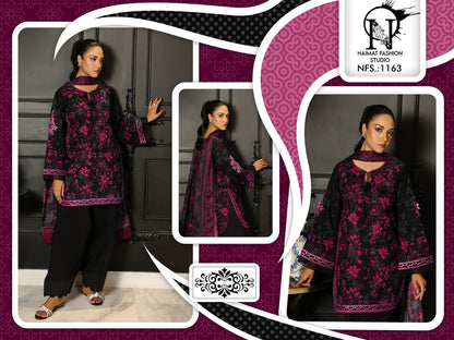 Nfs 1163 Naimat Fashion Studio Satin Pakistani Readymade Suits Wholesale Rate