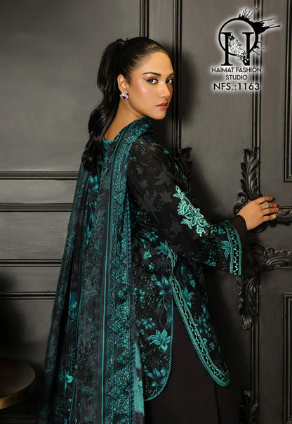 Nfs 1163 Naimat Fashion Studio Satin Pakistani Readymade Suits Wholesale Rate