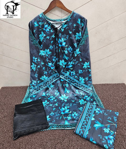 Nfs 1163 Naimat Fashion Studio Satin Pakistani Readymade Suits Wholesale Rate