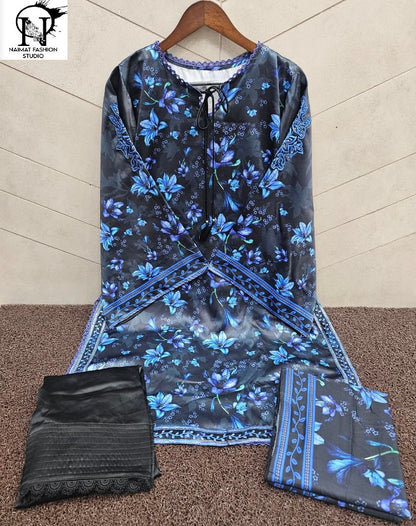 Nfs 1163 Naimat Fashion Studio Satin Pakistani Readymade Suits Wholesale Rate