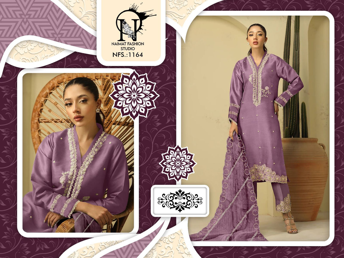 Nfs 1164 Naimat Fashion Studio Satin Pakistani Readymade Suits Exporter Gujarat