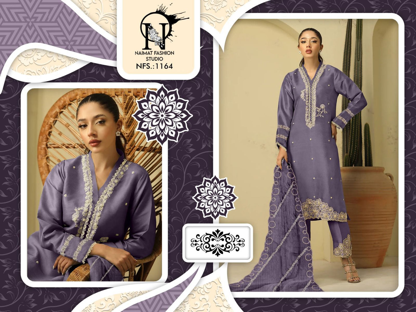 Nfs 1164 Naimat Fashion Studio Satin Pakistani Readymade Suits Exporter Gujarat