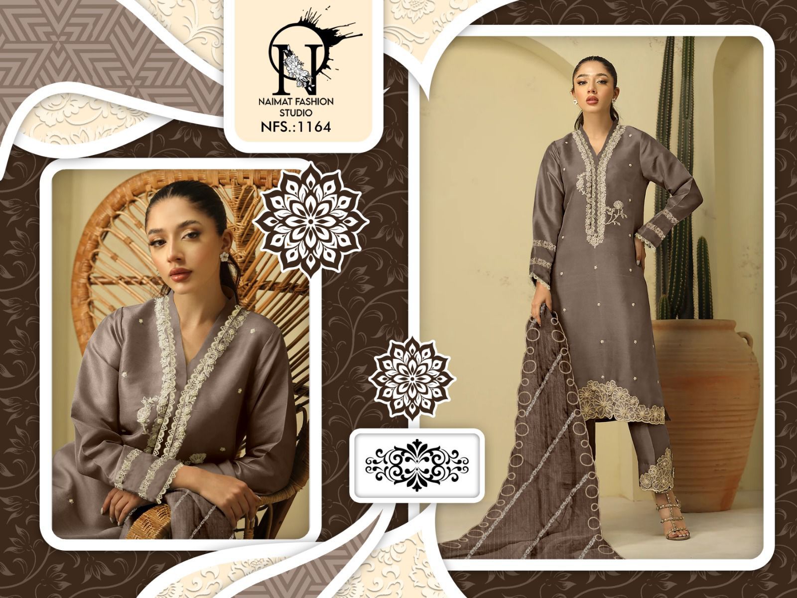 Nfs 1164 Naimat Fashion Studio Satin Pakistani Readymade Suits Exporter Gujarat