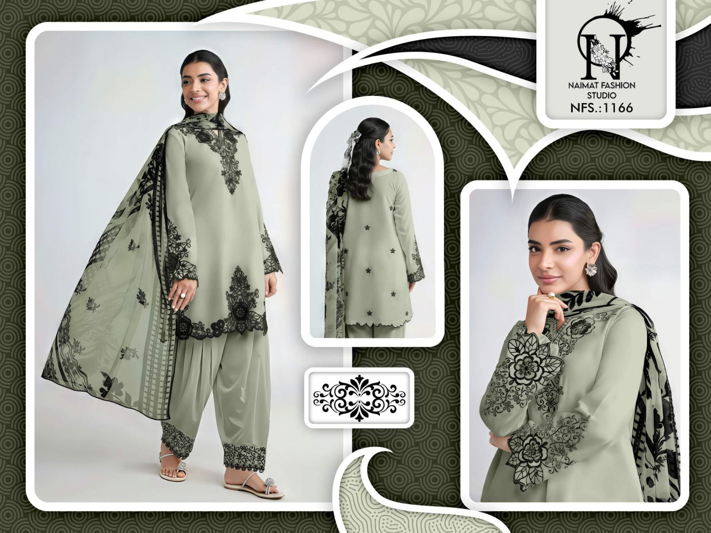 Nfs 1166 Naimat Fashion Studio Satin Pakistani Readymade Suits Exporter Gujarat