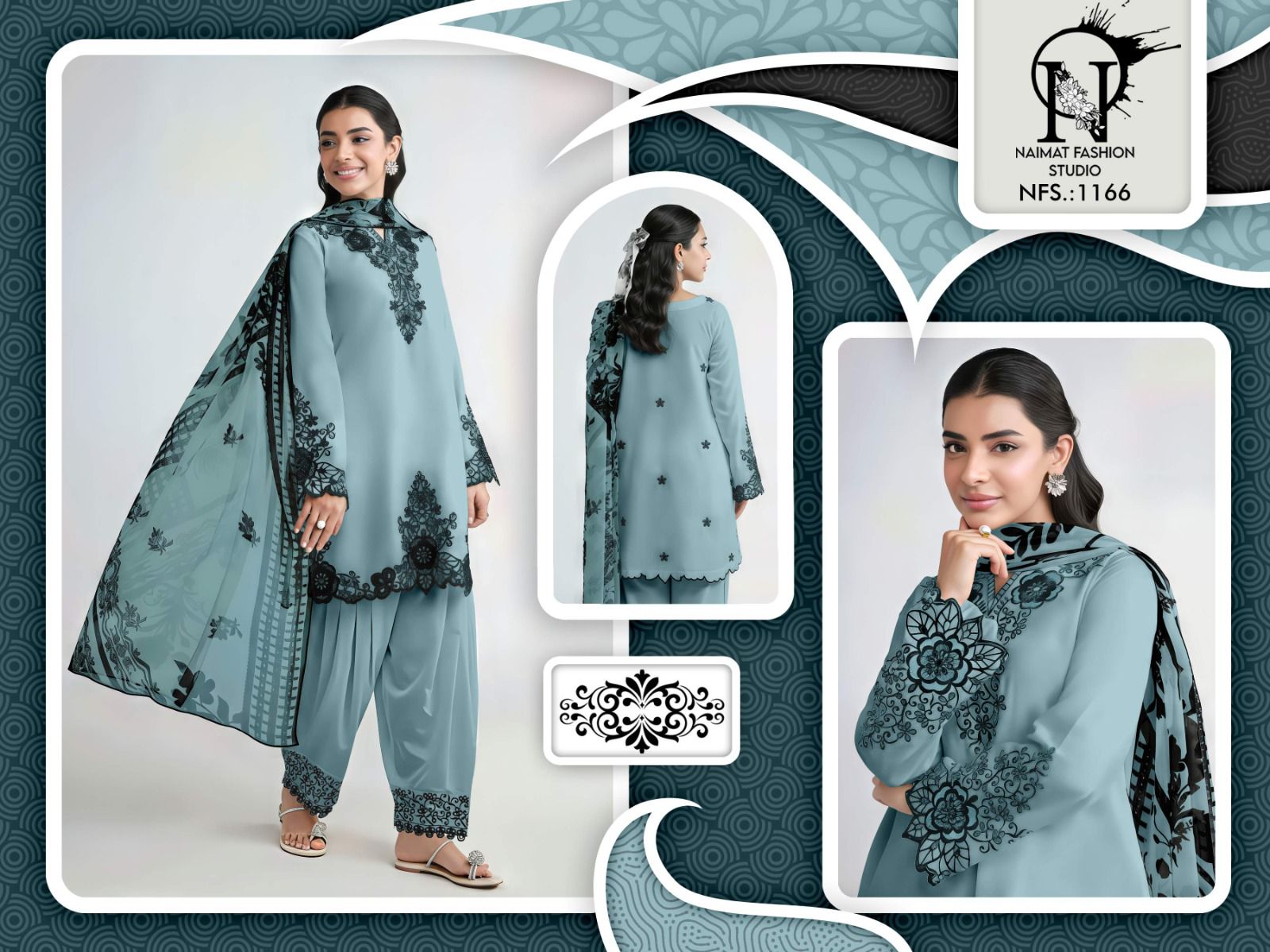 Nfs 1166 Naimat Fashion Studio Satin Pakistani Readymade Suits Exporter Gujarat