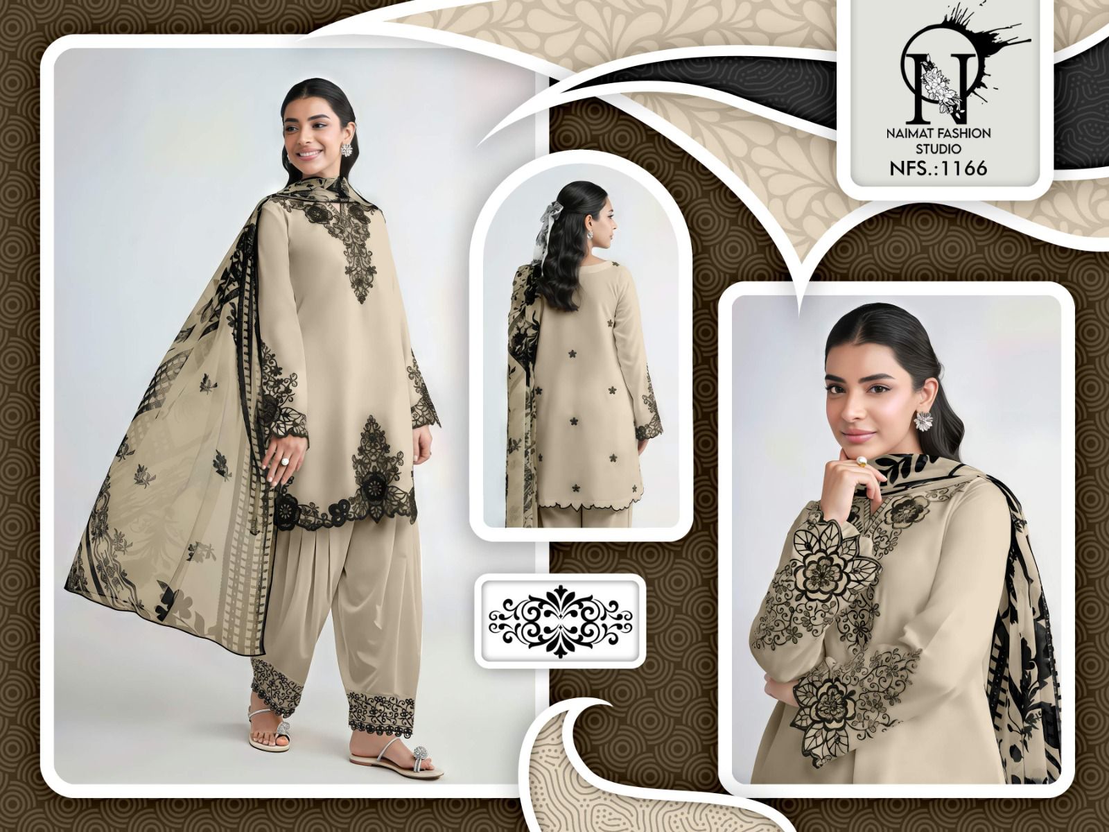 Nfs 1166 Naimat Fashion Studio Satin Pakistani Readymade Suits Exporter Gujarat