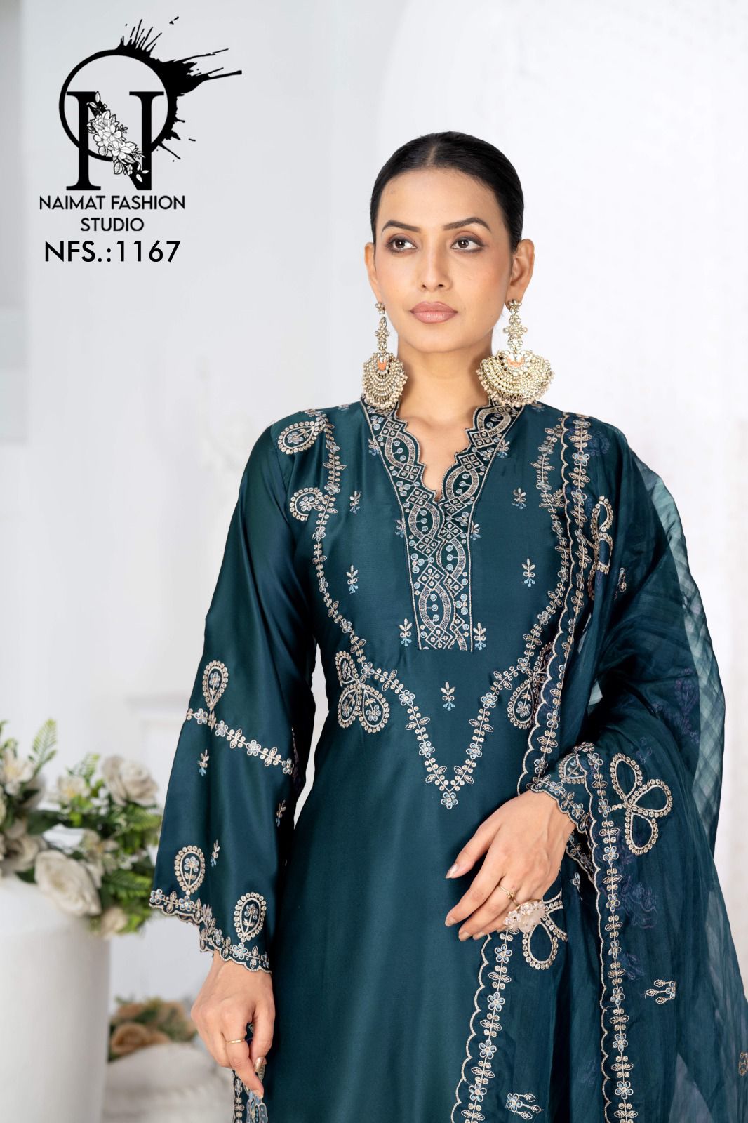 Nfs 1167 Naimat Fashion Studio Satin Pakistani Readymade Suits Wholesaler